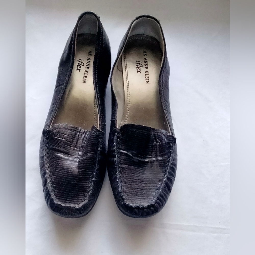 Anne Klein Loafers Women 6.5 Black Crocodile Any Occasion Sophisticated Elegant